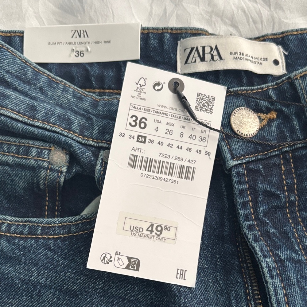 Zara Antique Blue Straight Jeans